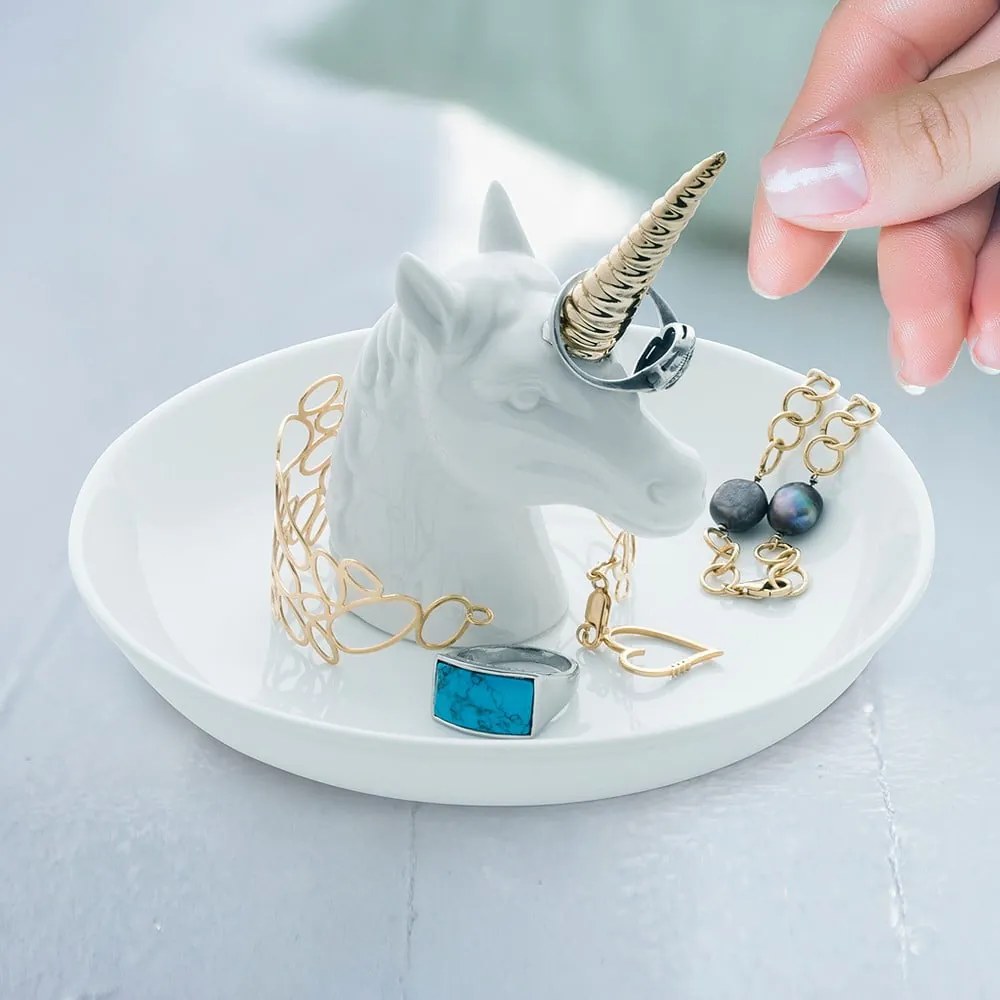 Porcelanowy talerzyk na biżuterię Unicorn – Balvi