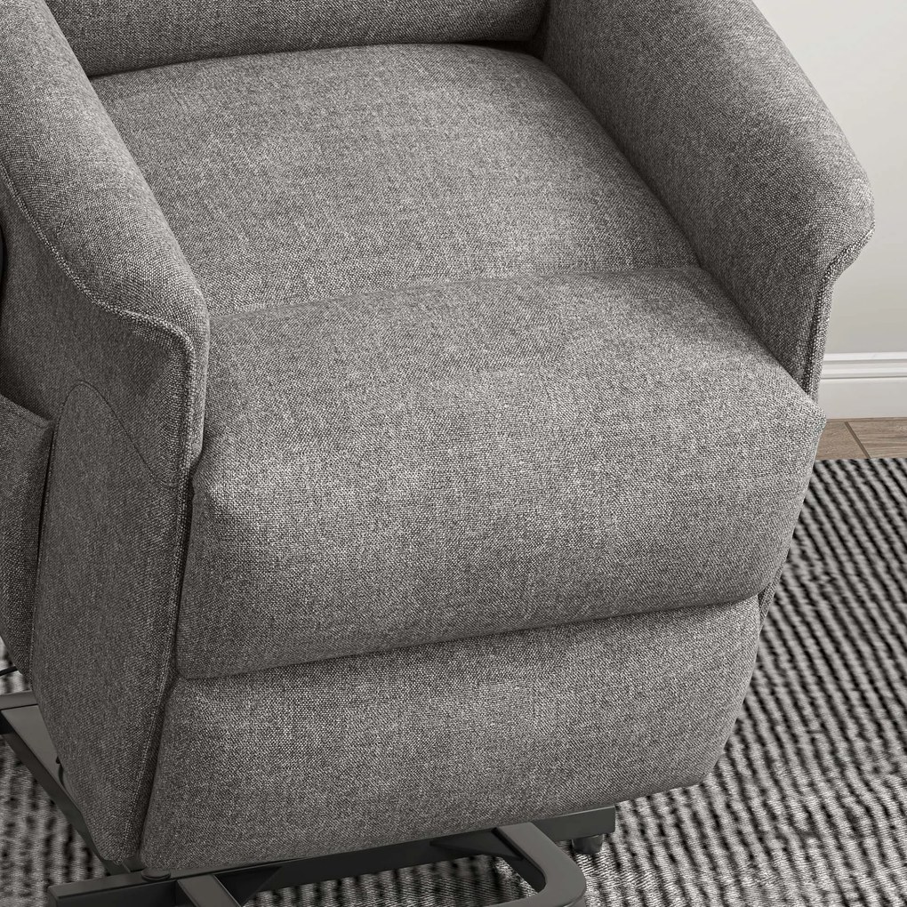 HOMCOM Fotel relaksacyjny z funkcją wstawania regulowane oparcie i podnóżek do 120 kg szary 66x90x96 cm | Aosom PL