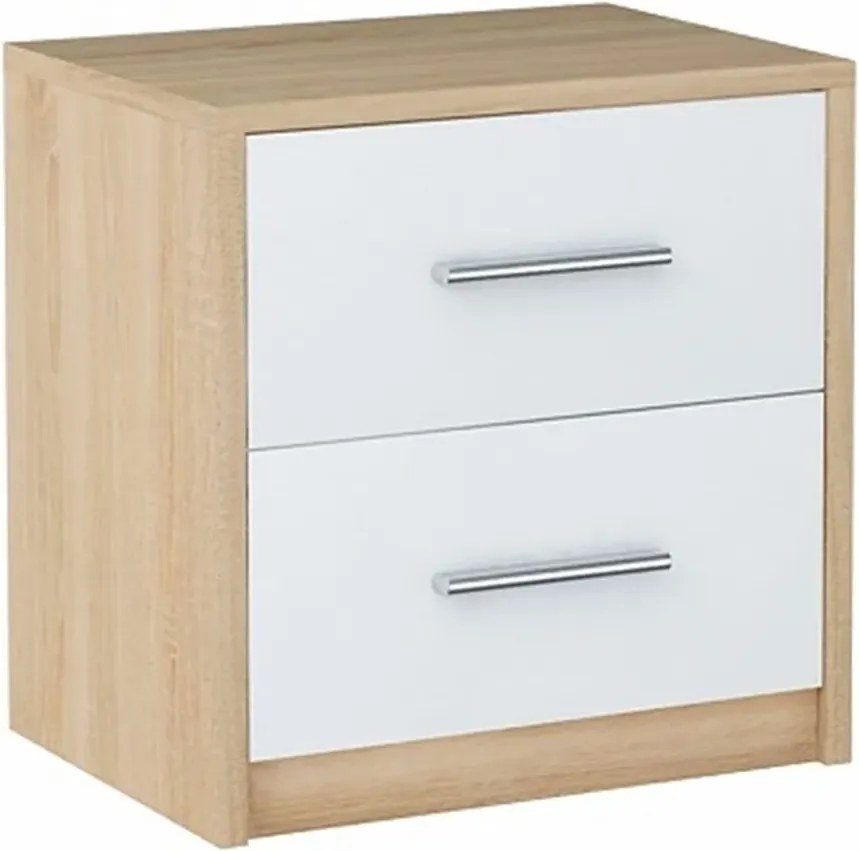 Minimalistyczna szafka nocna dąb sonoma + biały C8-S17