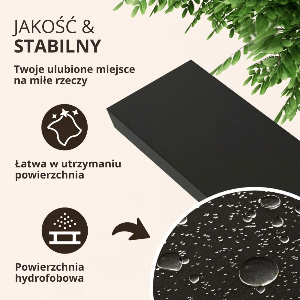 Półka ścienna FIGO + z konsolą, 110cm, czarna Casaria