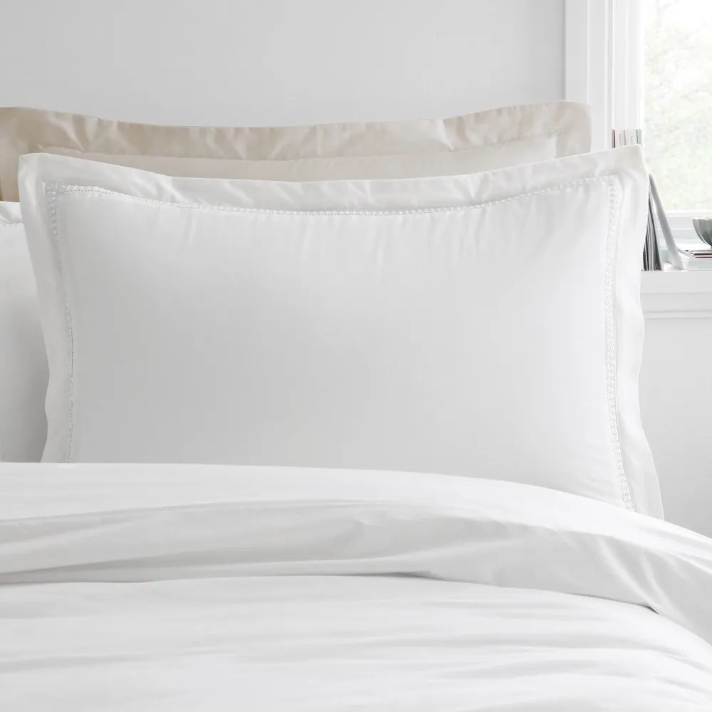 Biała bawełniana pościel jednoosobowa 135x200 cm Oxford Lace Trim – Bianca