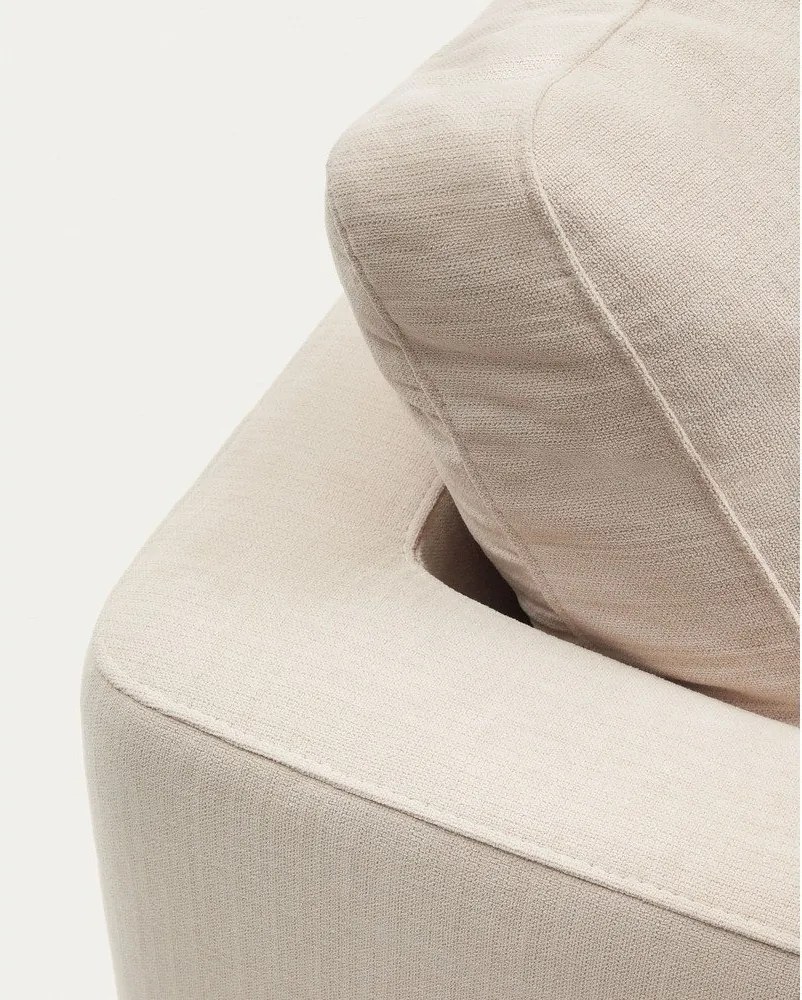 Beżowy narożnik z tkaniny szenilowej (prawostronny/z szezlongiem) Gala – Kave Home