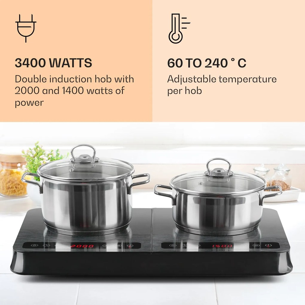 Klarstein InnoChef 3500W Kuchenka Indukcyjna 2 Strefy Gotowania Ciemnoszary