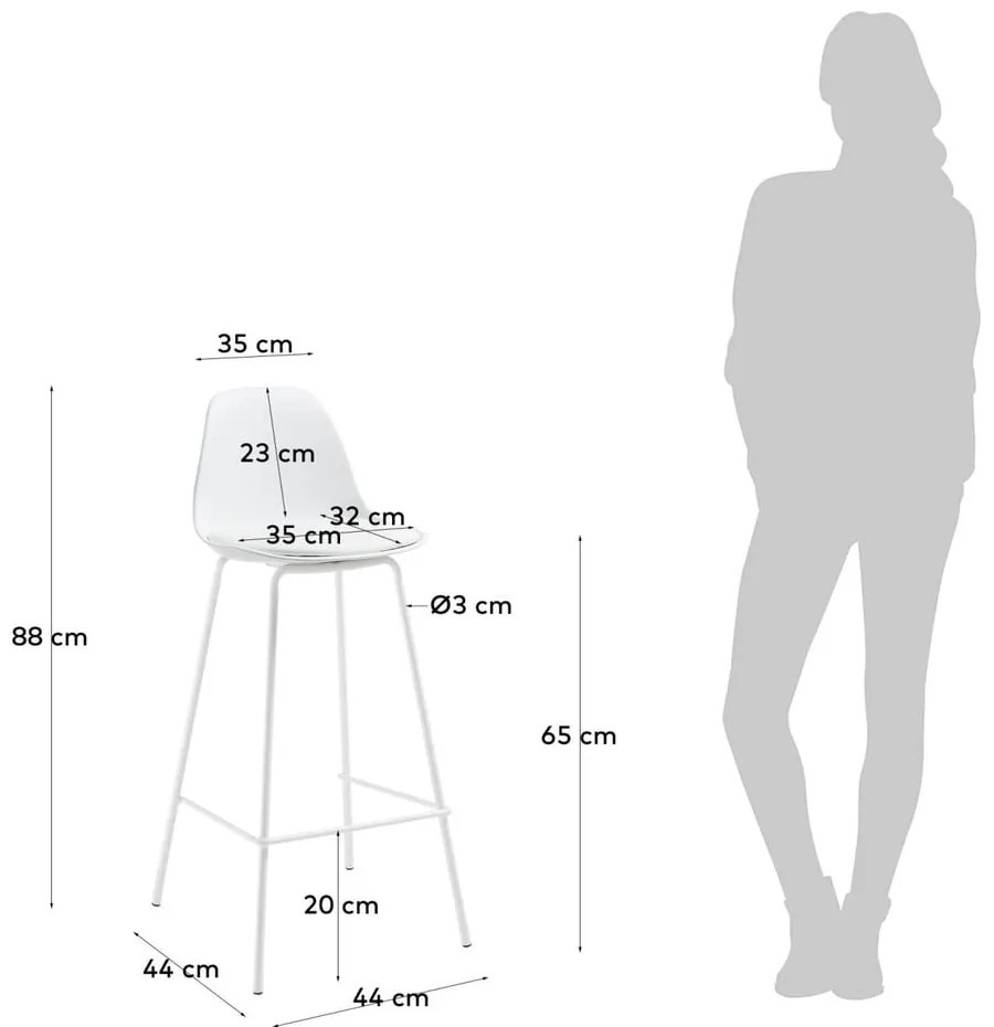 Biały hoker (wysokość siedziska 65 cm) Brighter – Kave Home