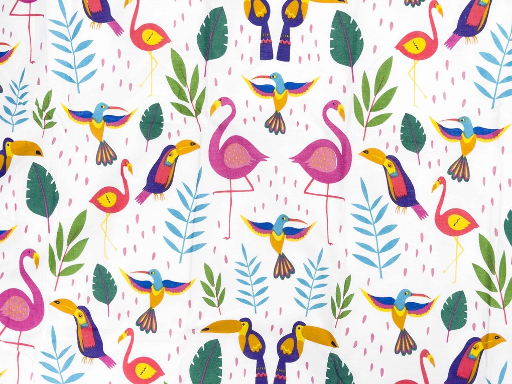 Zestaw 2 szt. dekoracyjnych poszewek na poduszkę TROPICAL FLAMINGO 40x60 cm, biały