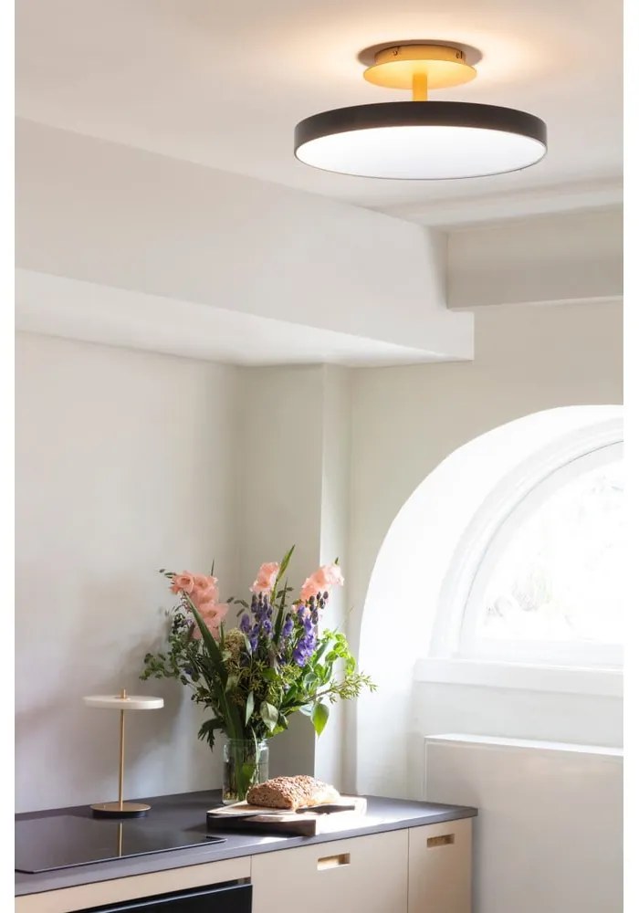 Czarna lampa sufitowa LED z metalowym kloszem ø 43 cm Asteria Up – UMAGE