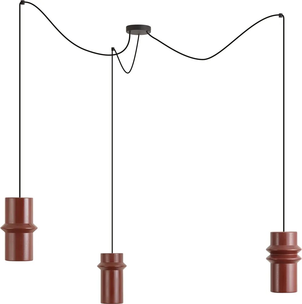 Retro Lampa Wisząca Czerwona z Czarnymi 3-punktami Światła - Monti