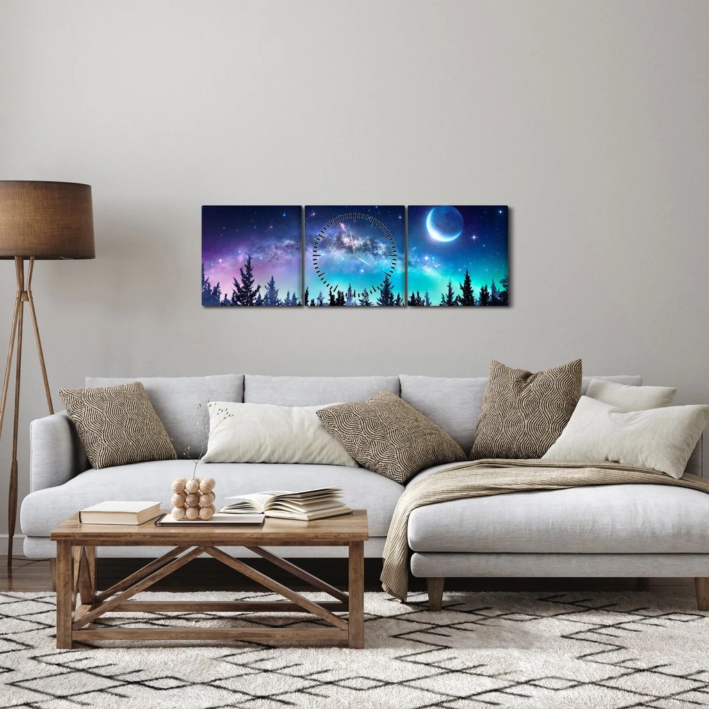 Obraz - Droga Mleczna (z zegarem) (90x30 cm)