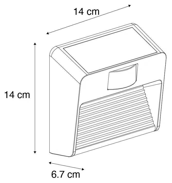 Lampa ścienna czarna z LED IP54 z czujnikiem ruchu solarna - Border