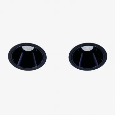 Pack 2 Wbudowanych Downlightów Led Z Okrągłymi Ramkami Ø8 Cm Z Aluminium Luisiana Czarna & 8 W & 38º & Białe Zimne Światło 4000k - Sklum