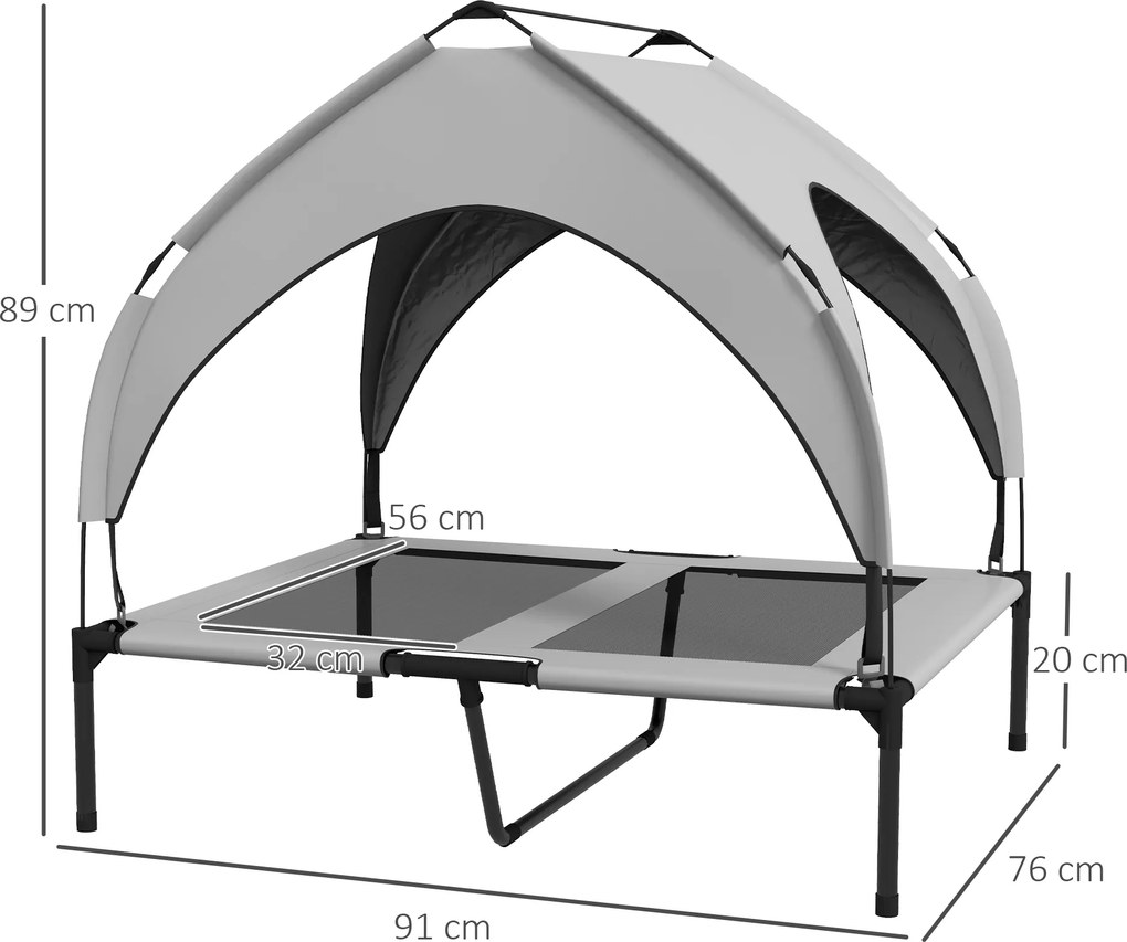 PawHut Legowisko dla Psa z Baldachimem, Oddychające, Wodoodporne, do 30 kg, 91 x 76 x 89 cm, Jasnoszary