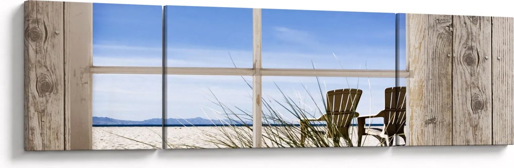 Obraz - Okno z widokiem na plażę (170x50 cm)