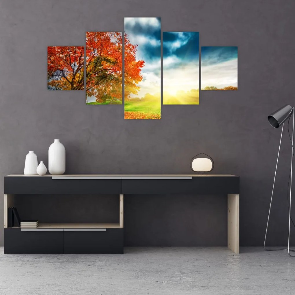 Obraz skąpanego w słońcu krajobrazu (125x70 cm)