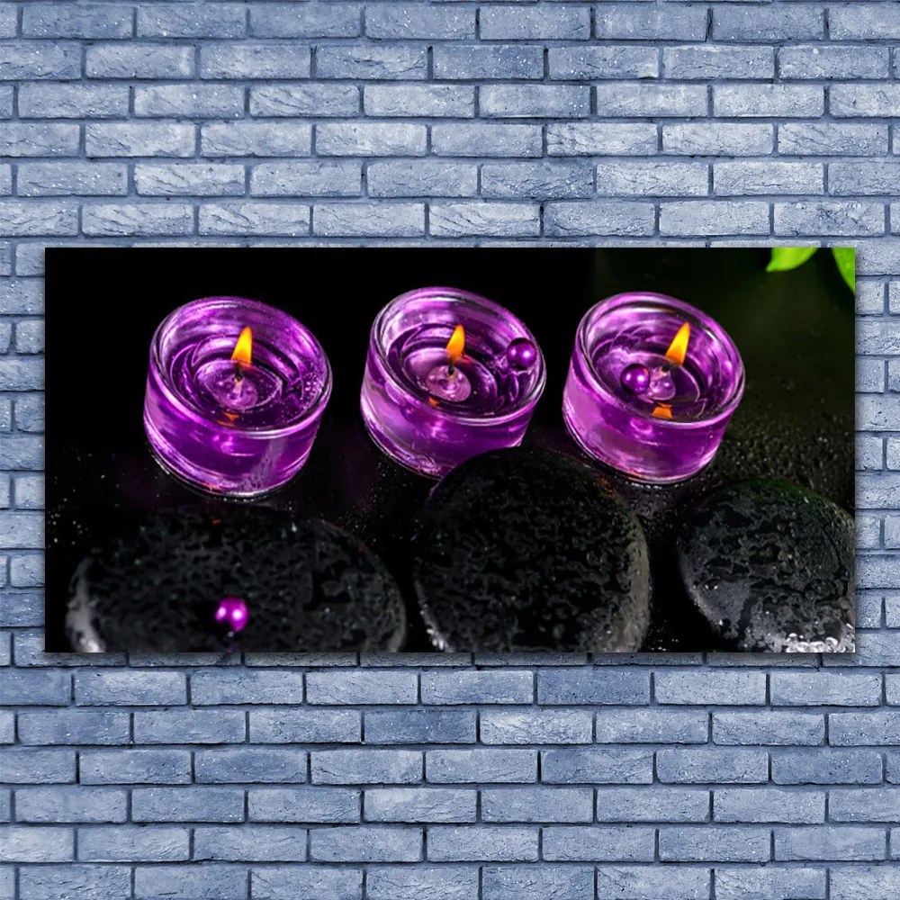 Obraz na płótnie Płomień Świecy i Kamienie