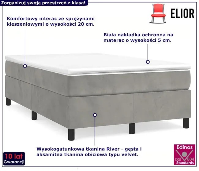 Niskie ciemnoszare łóżko z materacem 120x190 Z2-Z06