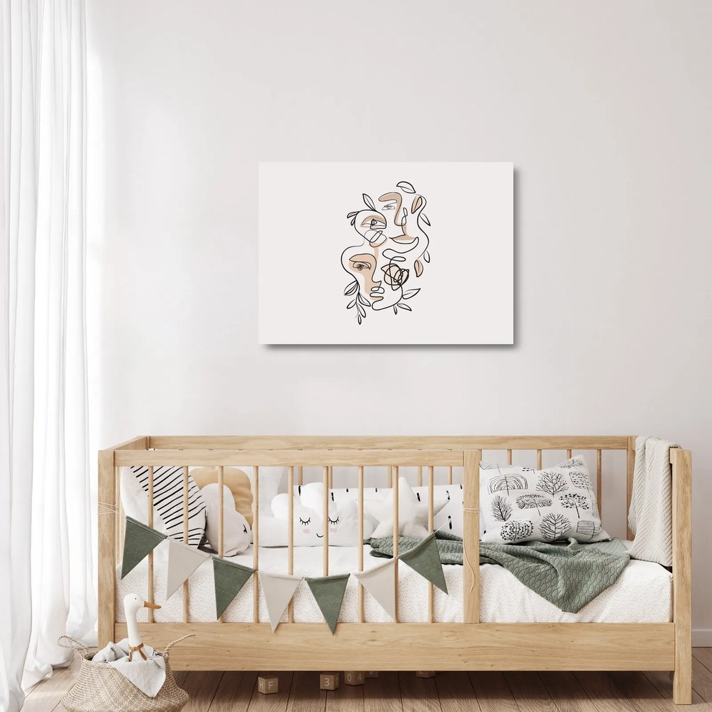 Obraz na szkle - Makijaż twarzy ze sztuką linii (70x50 cm)
