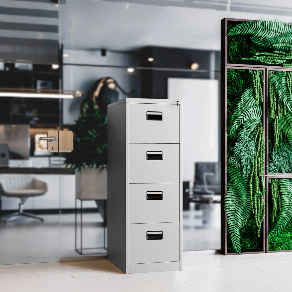 Metalowa szafa kartotekowa SARA V4, 460 x 1320 x 620 mm, szara