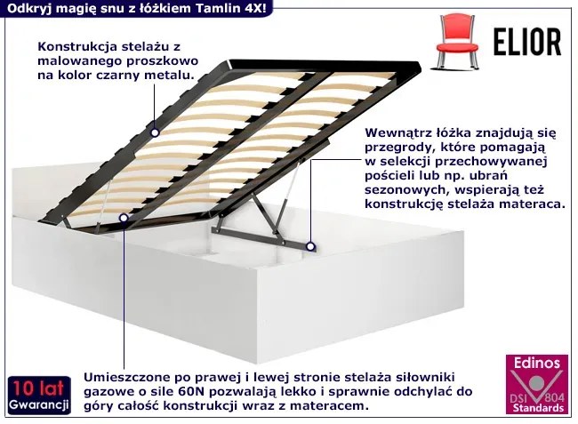 Białe młodzieżowe łóżko z pojemnikiem 140x200 - Tamlin 4X