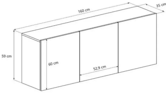 Komoda GABI 160cm dąb hikora wisząca KOCOT MEBLE