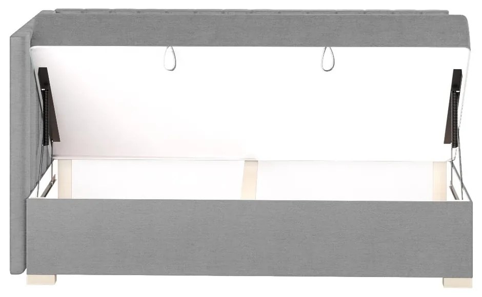 Szare narożne łóżko dziecięce ze schowkiem i materacem 90x200 cm Snugi – Ghado