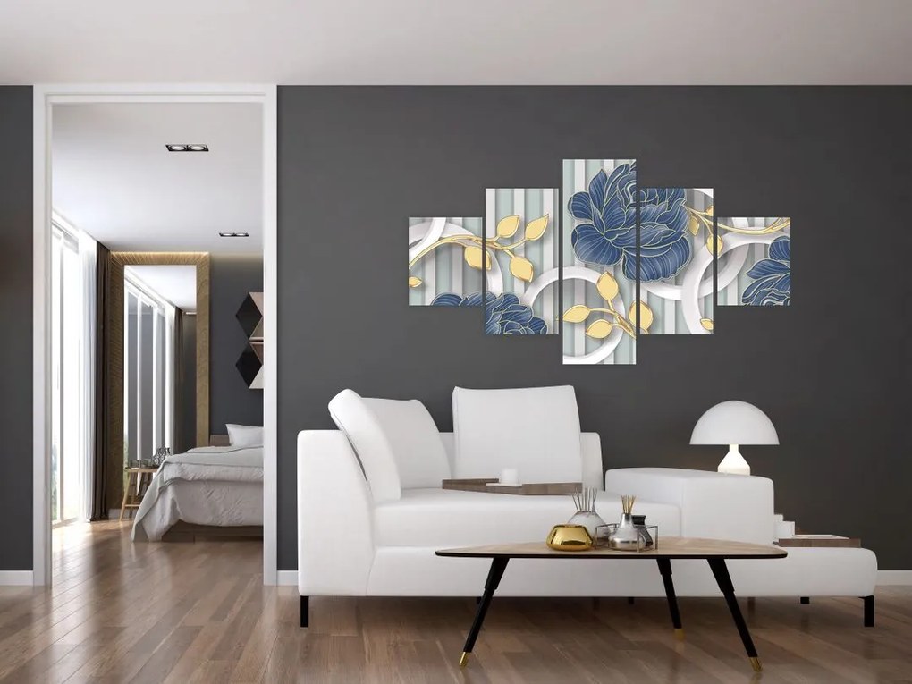 Obraz - róże i koła (125x70 cm)