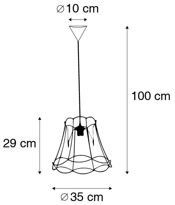 Retro Lampa wisząca czarna 35 cm - Granny Frame Retro Oswietlenie wewnetrzne