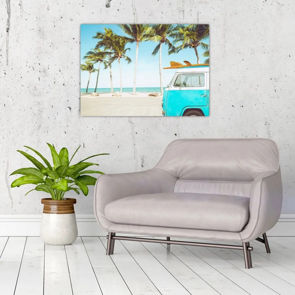 Obraz - Vintage van na plaży (70x50 cm)