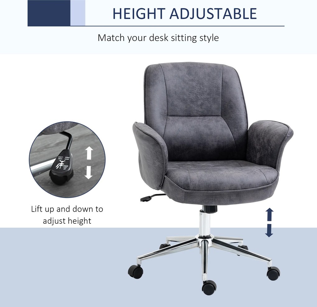 Vinsetto Krzesło Biurowe Ergonomiczne Czarne 48,5x54,5x81-87cm | Aosom PL