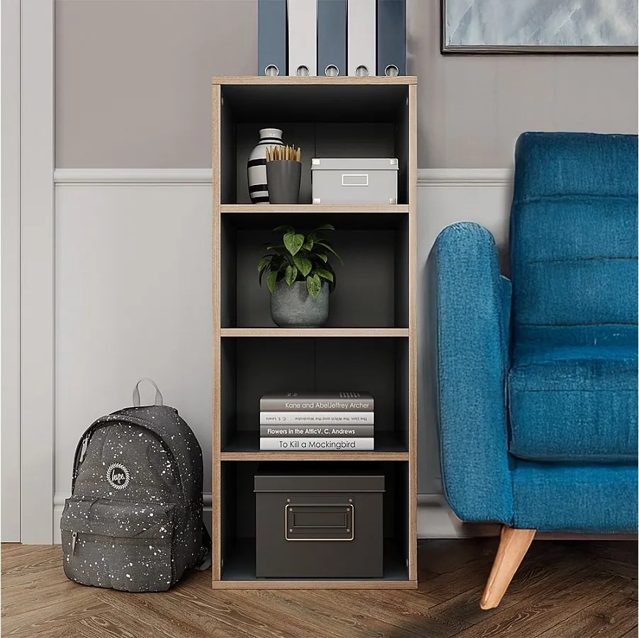 Regał na książki antracyt 40x30x100 tetrix