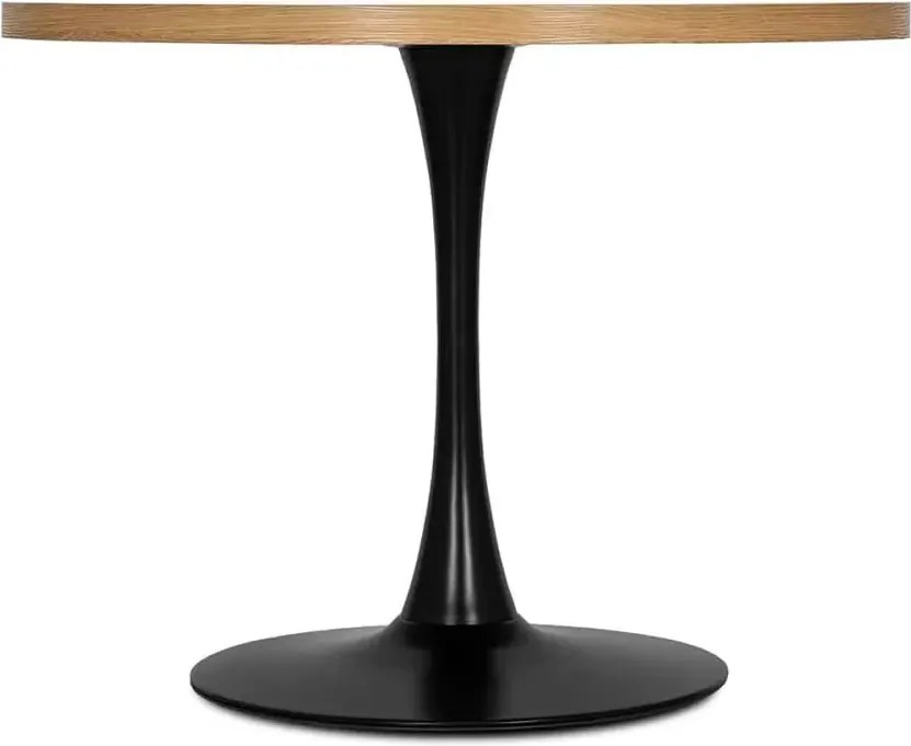 Elegancki stół Murray – nowoczesny okrągły stół o średnicy 100 cm na czarnej metalowej nodze z laminowanym blatem