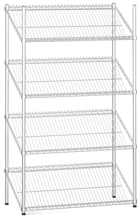 Regał druciany ze skośnymi półkami, 1500x900x450 mm, 4 półki