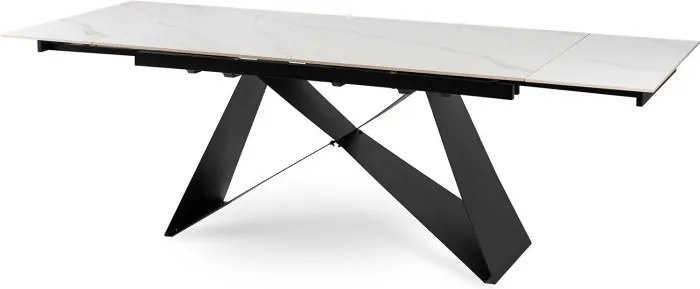 Stół Rozkładany Prostokątny VICTOR 160-240 cm Ceramiczny Biały Marmur/Czarny do Jadalni Nowoczesny Loft