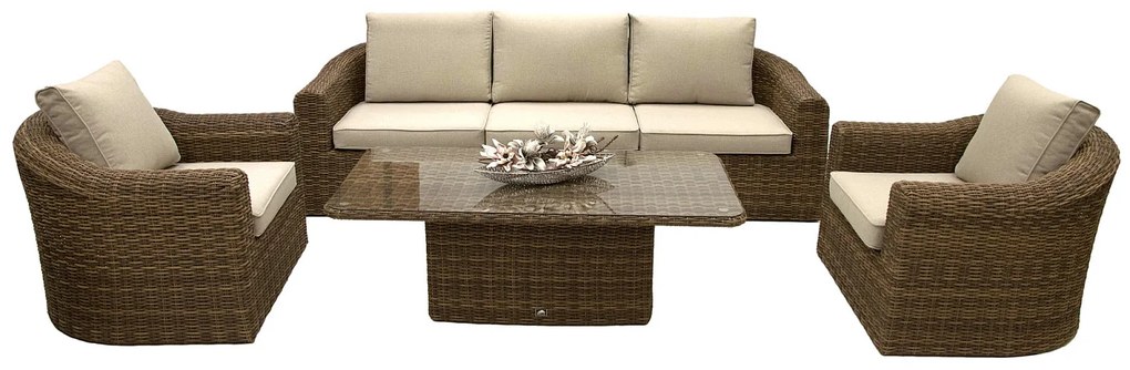 Rattanowy zestaw modułowy BORNEO LUXURY dla 5 osób (brązowy)