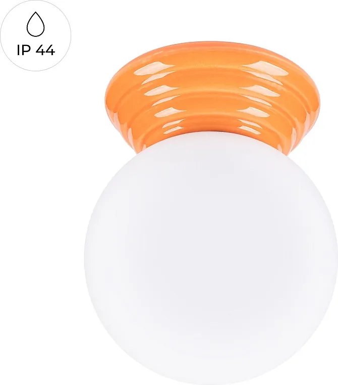 Lampa sufitowa minimalistyczny Zori, ceramika szkliwiona/szkło - 1 źródło - L.12 x H.12 cm - pomarańczowy