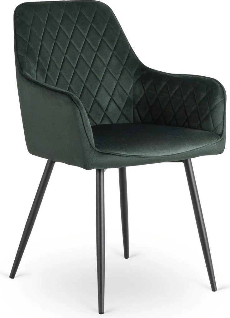 Krzesło Tapicerowane do Jadalni BRESSO Zielone Welurowe Nowoczesne Loft