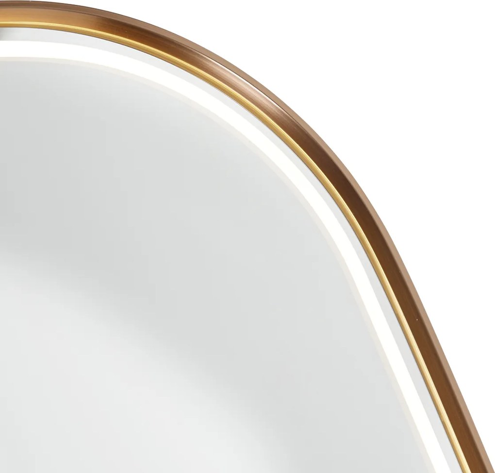 Lustro łazienkowe w kolorze różowego złota z wbudowanym oświetleniem LED i ściemniaczem dotykowym - Geraldien