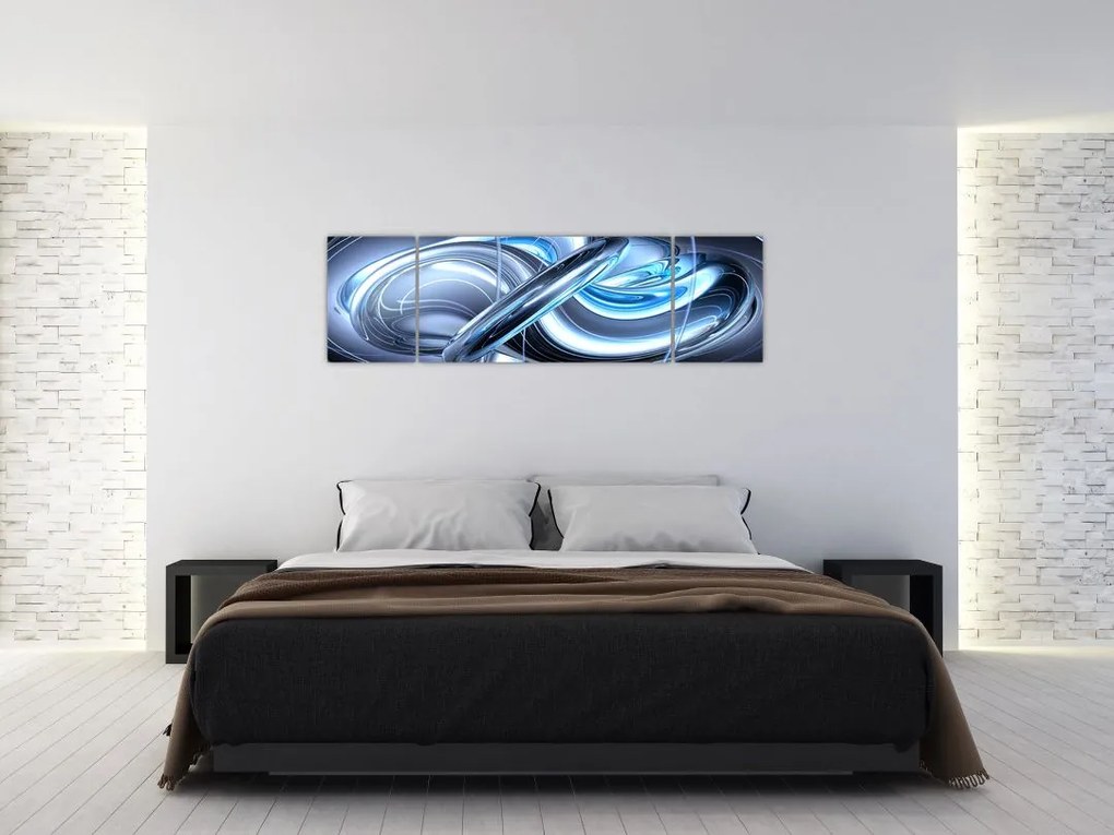 Obraz niebieskiej abstrakcji (170x50 cm)