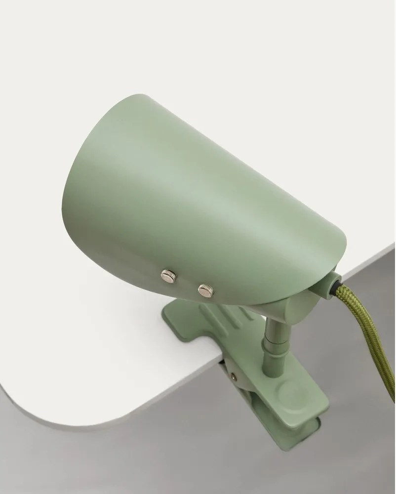 Zielona metalowa lampa stołowa z klipsem (wysokość 16 cm) Jula – Kave Home