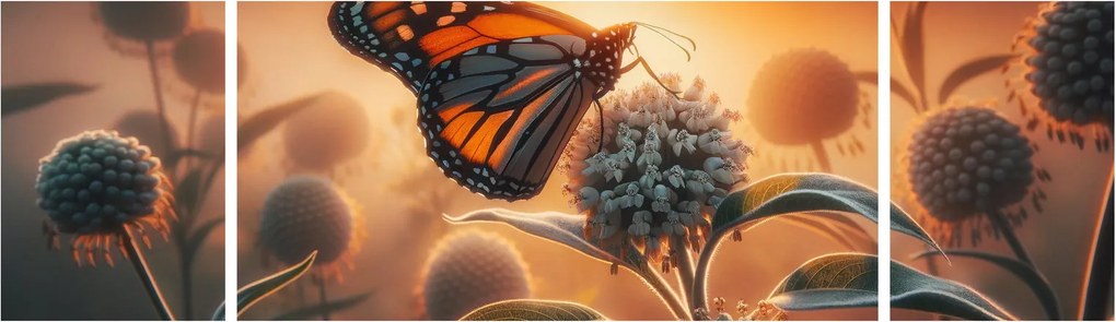Obraz – Motyl w zachodzącym słońcu (170x50 cm)