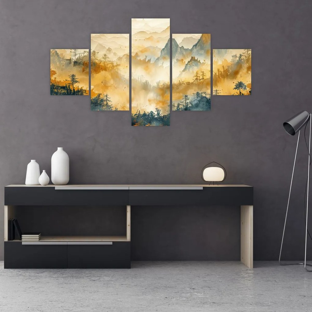 Obraz - Góry, akwarela (125x70 cm)