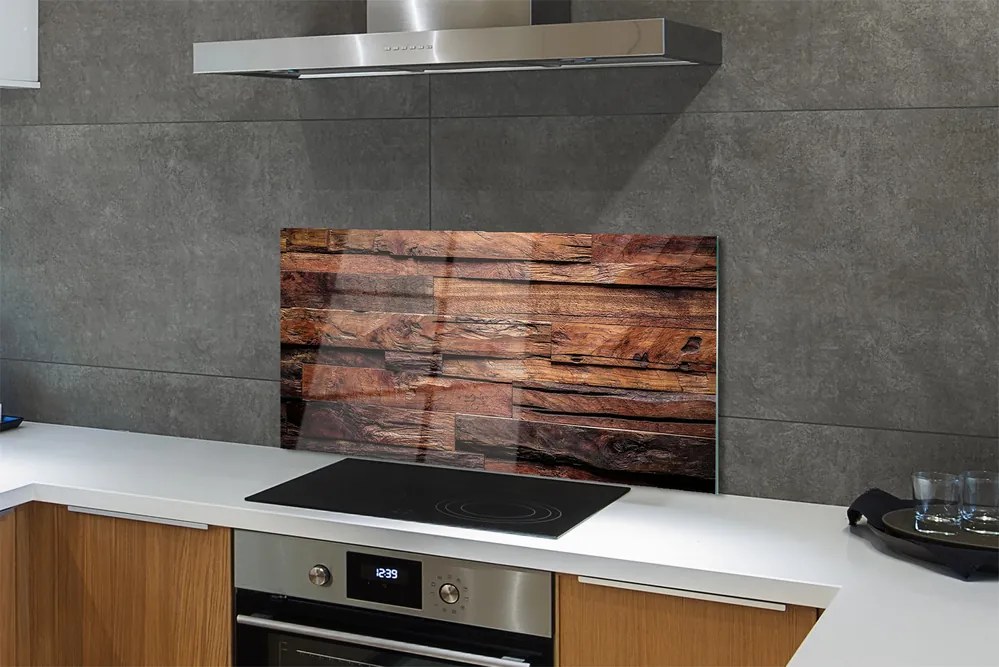 Panel szklany do Kuchni Słoje i Struktura Drewna