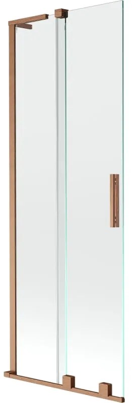 Mexen Velar L parawan nawannowy 2-skrzydłowy rozsuwany 70 x 150 cm, transparent, miedź szczotkowana - 896-070-003-01-65