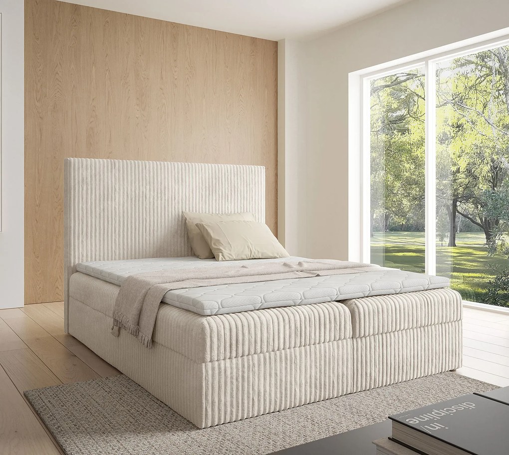 Kremowe łóżko kontynentalne 5 rozmiarów  Z3-E79