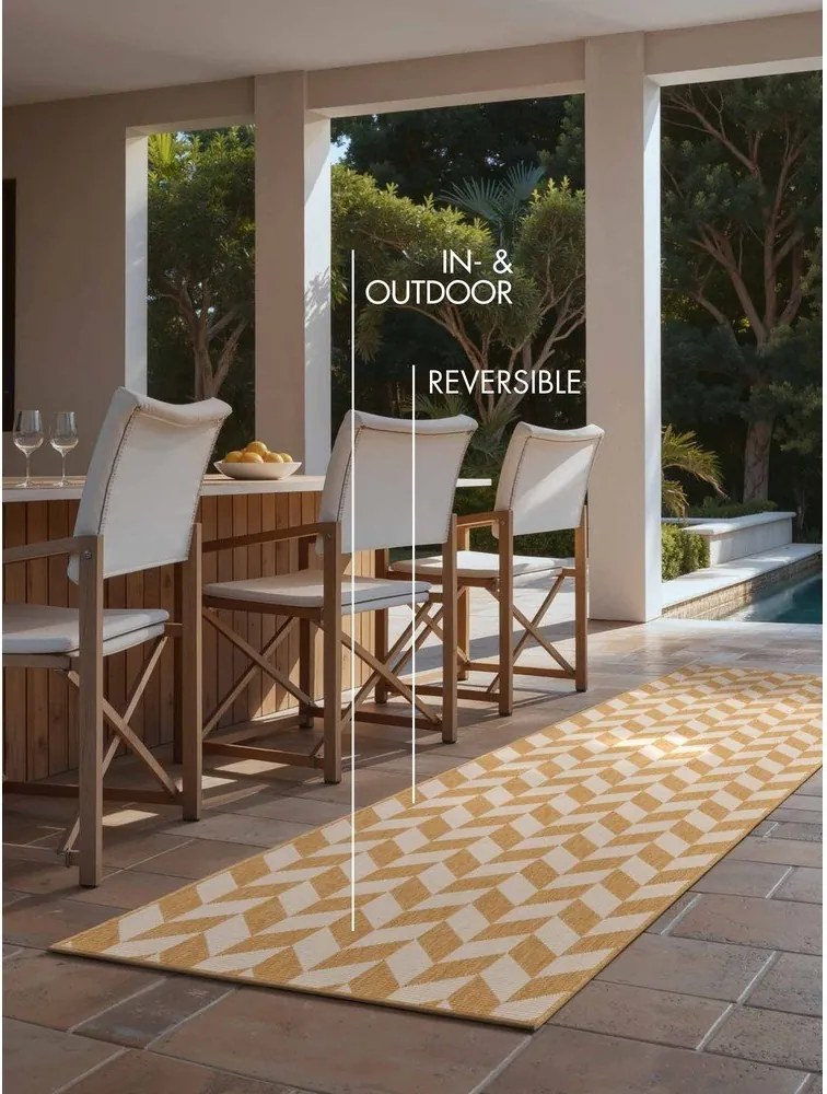 Chodnik odpowiedni na zewnątrz w kolorze ochry/kremowy 80x200 cm Haringey Terrick – Ted Baker