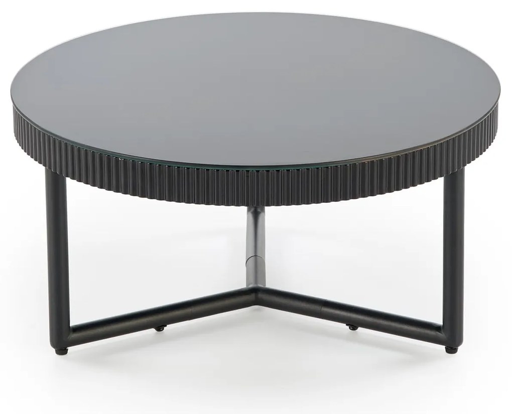 Okrągła czarna ława 60/30 cm szkło/MDF/stal COSMO S