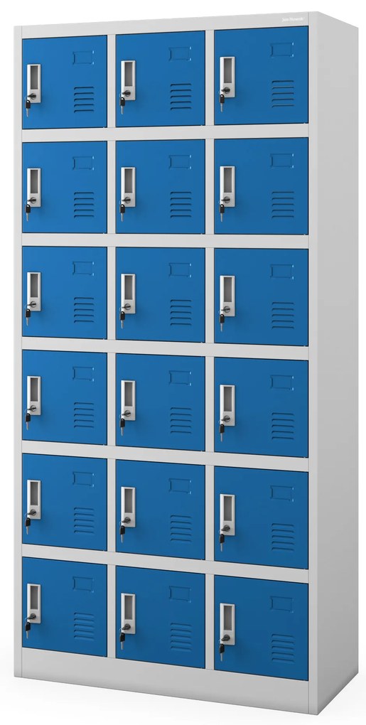Szafka pracownicza skrytkowa szaro-niebieska: KAROL, 900 x 1850 x 400 mm