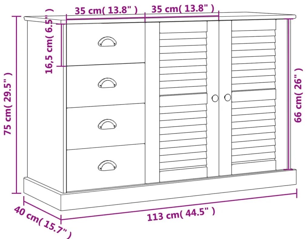 Szara komoda z drewna sosnowego z 4 szufladami C2-G99