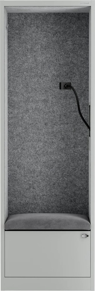 Kabina akustyczna z siedziskiem Sally MentalBox, 60 x 40 x 185 cm, szary/szary