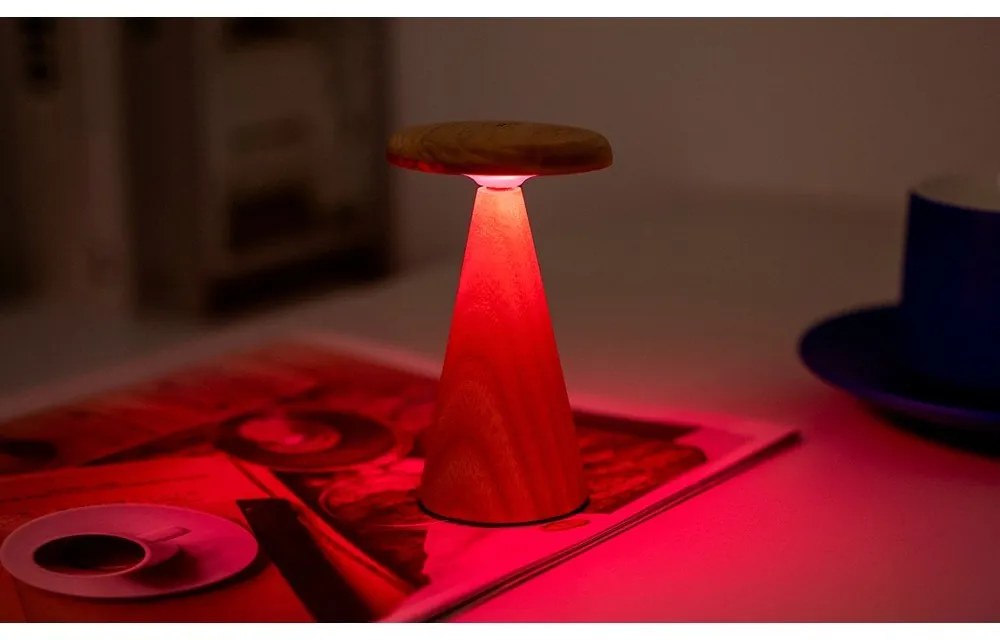 Lampa stołowa LED w naturalnym kolorze z drewnianym kloszem (wysokość 14 cm) Sylva – Gingko