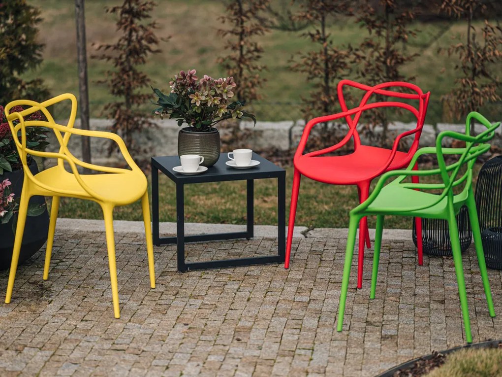 Zestaw 4 szt. plastikowych krzeseł KATO, żółty